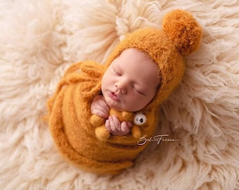 Newborn outfit,newborn set,newborn wrap,newborn hat,photo props,photography props,photo prop,baby wrap,baby hat,hat and wrap,