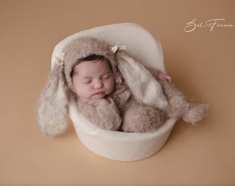 Newborn outfit, newborn props, newborn bunny, newborn footed romper, Easter props, photo props, photography props,bunny hat,bunnies