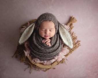 Newborn outfit,Newborn set,Bunny outfit,Newborn bunny,Bunny set,Newborn wrap,Newborn hat,Alpaca, photo props,photography props,easter props