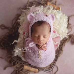 RTS, pasgeboren inbakerdoek en hoed, pasgeboren foto rekwisieten, fotografie rekwisieten, pasgeboren rekwisieten, teddyhoed, pasgeboren draagdoek, alpaca draagdoek.