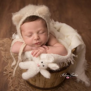 Newborn bonnet,Teddy bonnet,Alpaca bonnet,Photo props,Photogrpahy props,Knitted bonnet,baby bonnet ,baby props,Newborn alpaca bonnet,