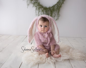 Sitter bunny,Sitter props,Bunny outfit,Bunny set,Easter props,Knitted bunny,Baby bunny,alpaca outfit, set,Sitter size,Photo props,