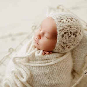 Newborn outfit,Newborn set,Newborn wrap,Newborn hat,Newborn bonnet,Alpaca,luxurious alpaca silk ,Photo props,Photogrpahy props,Newborn props