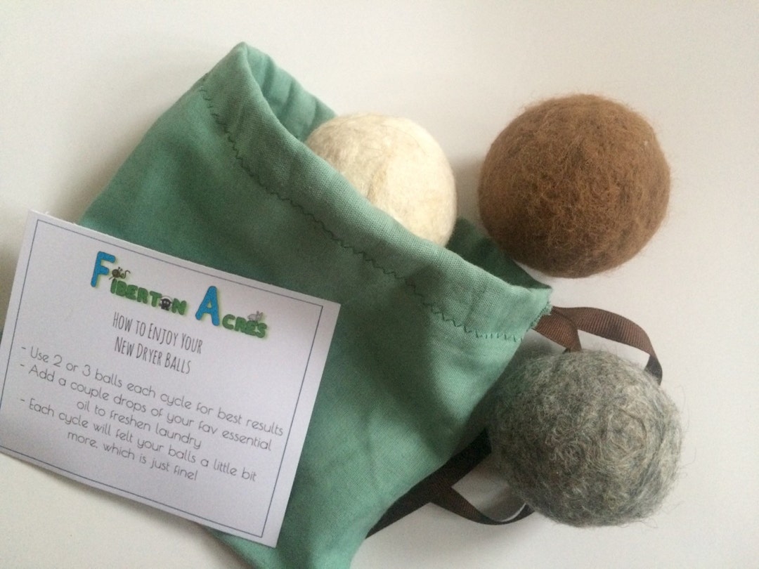 Alpaca Dryer Balls 100 Alpaca Fiber Hand Felted Set of 3 Laundry