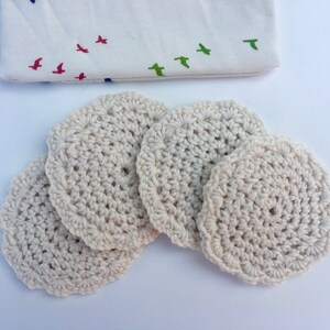 Organic Cotton Face Scrubbies Set Reusable, Washable, Eco-Friendly, Hand Crocheted Host Gift Housewarming Natural Fiber image 2