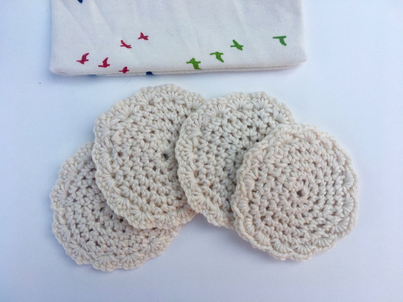 Organic Cotton Face Scrubbies Set Reusable, Washable, Eco-Friendly, Hand Crocheted Host Gift Housewarming Natural Fiber image 2