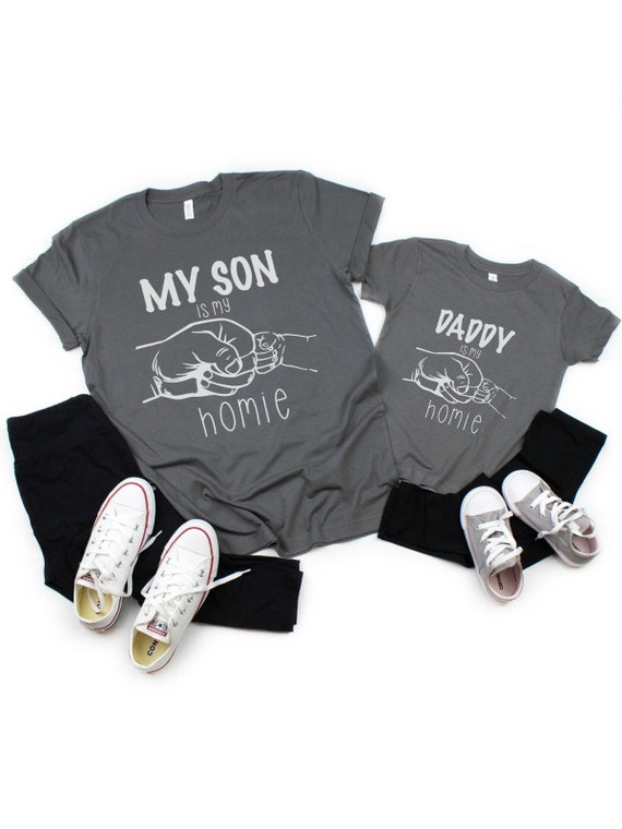 my dad is my homie tee father and son matching t-shirts Kleding Jongenskleding Tops & T-shirts T-shirts T-shirts met print fathers day gift for new dad my son is my homie daddy and me set 