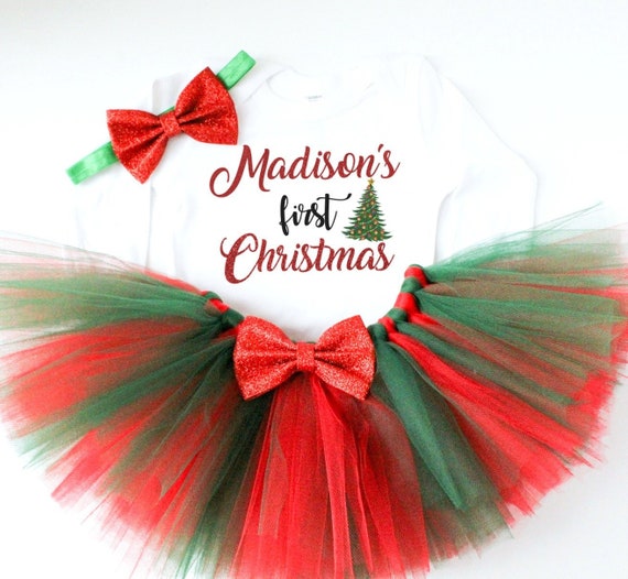 personalized baby girl Christmas tutu outfit Etsy