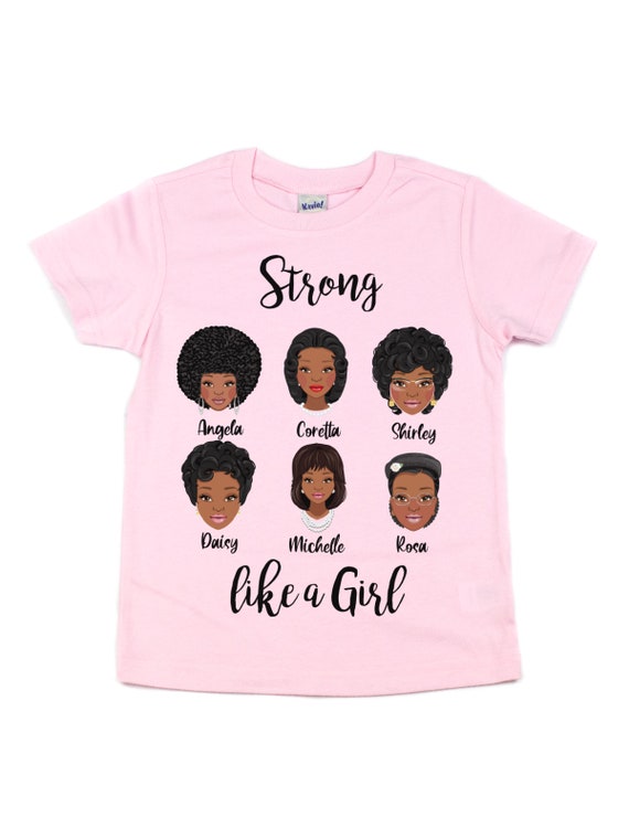 Strong Like a Girl Tshirt Kids Black Woman History Month Etsy