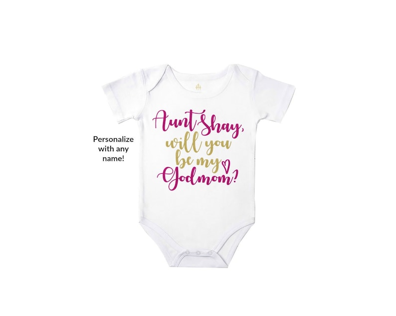 will you be my godmother bodysuit godmom proposal personalized baby bodysuit girl baby girl clothes baby shower gift new baby gift