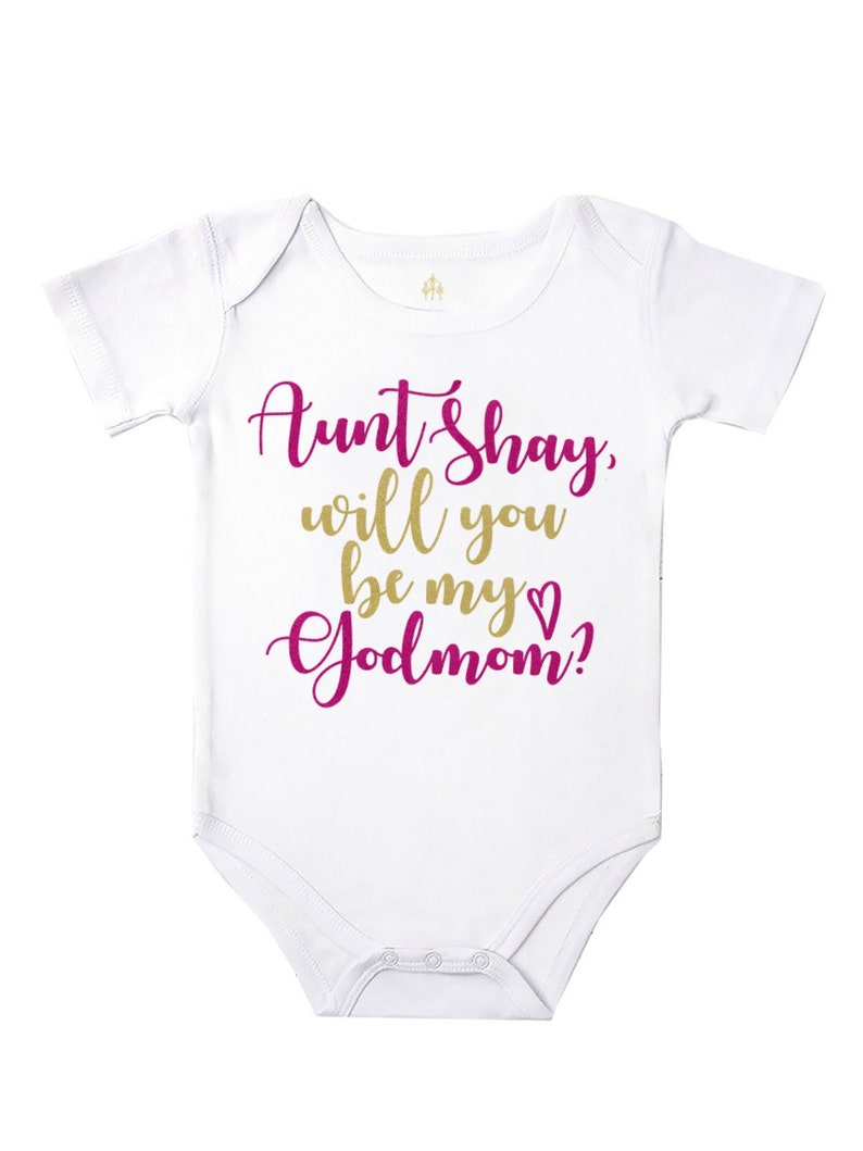 will you be my godmother bodysuit godmom proposal personalized baby bodysuit girl baby girl clothes baby shower gift new baby gift