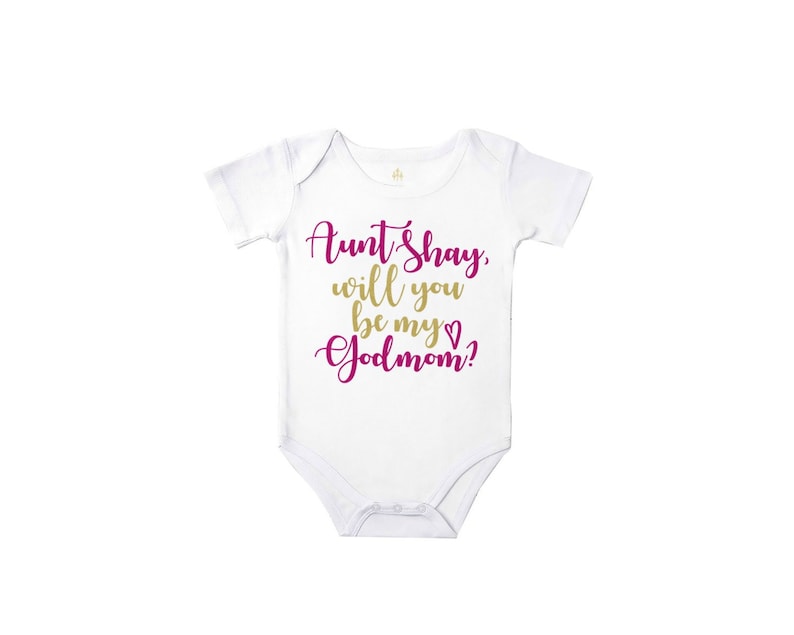 will you be my godmother bodysuit godmom proposal personalized baby bodysuit girl baby girl clothes baby shower gift new baby gift