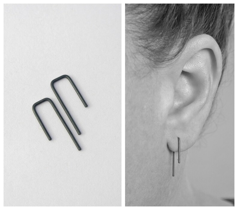 Minimalist Staple Arches Uneven Threader Earrings Etsy Australia