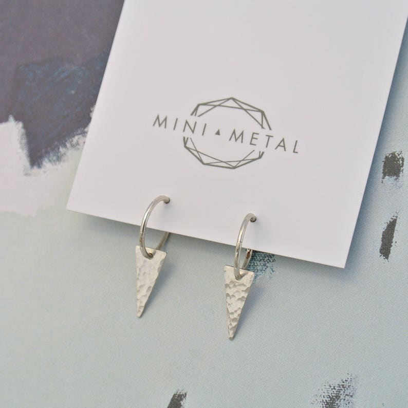 Triangle Charm Sleepers Sterling Silver Earrings Hammered Etsy Australia