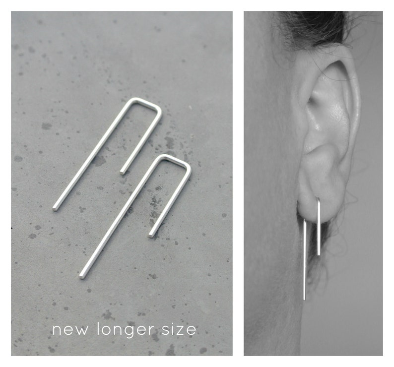 Minimalist Staple Arches Uneven Threader Earrings Etsy Australia