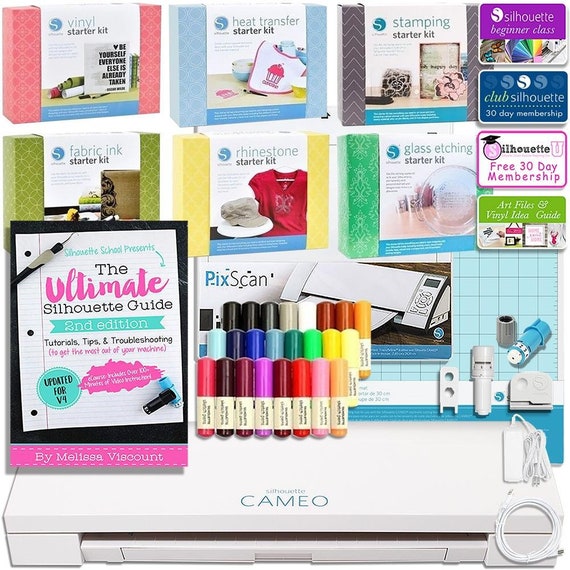 Silhouette Cameo 3 Bluetooth Mega Bundle With Kits Guide Sketch Pens Class And More