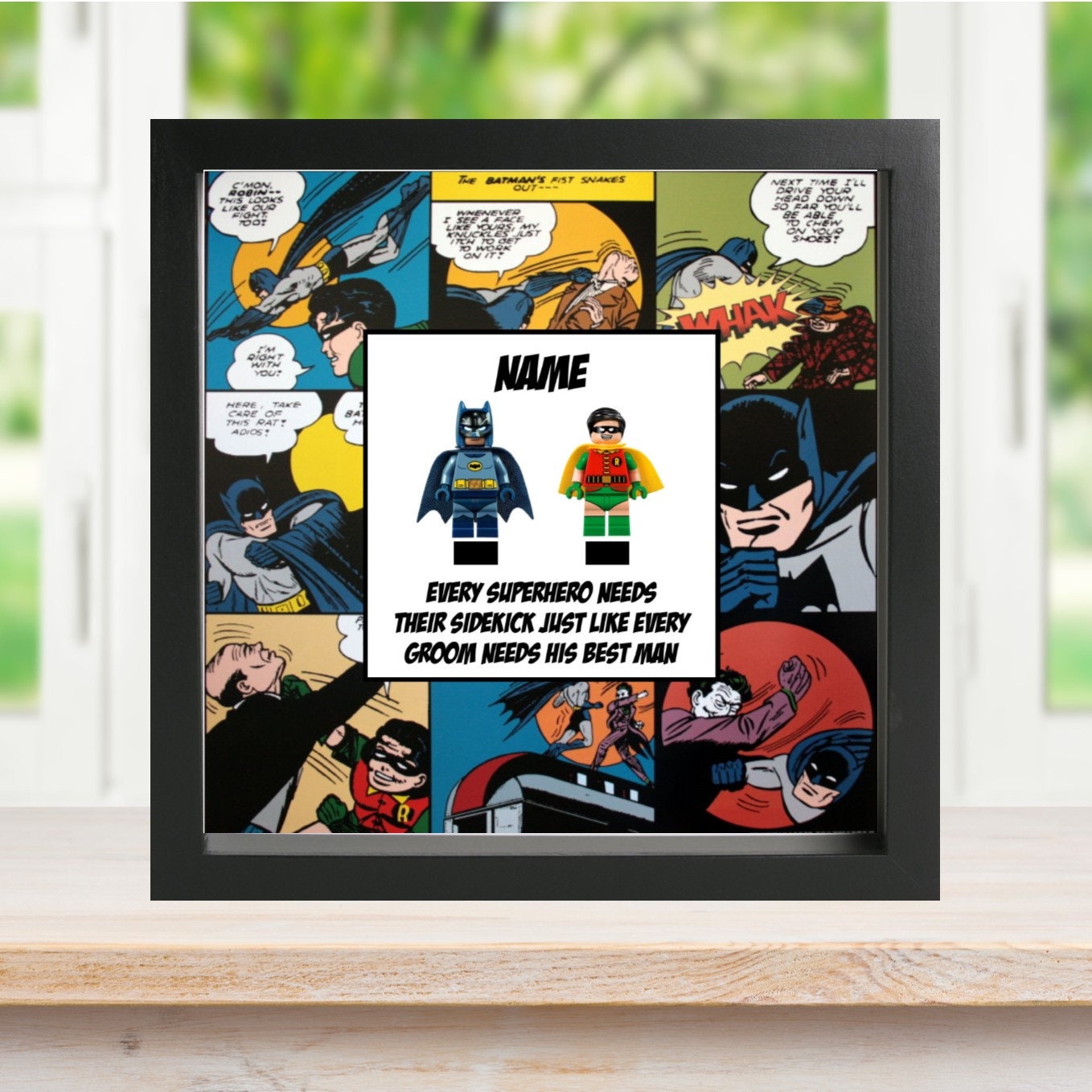 Batman Robin Best Man Minifigure Frame