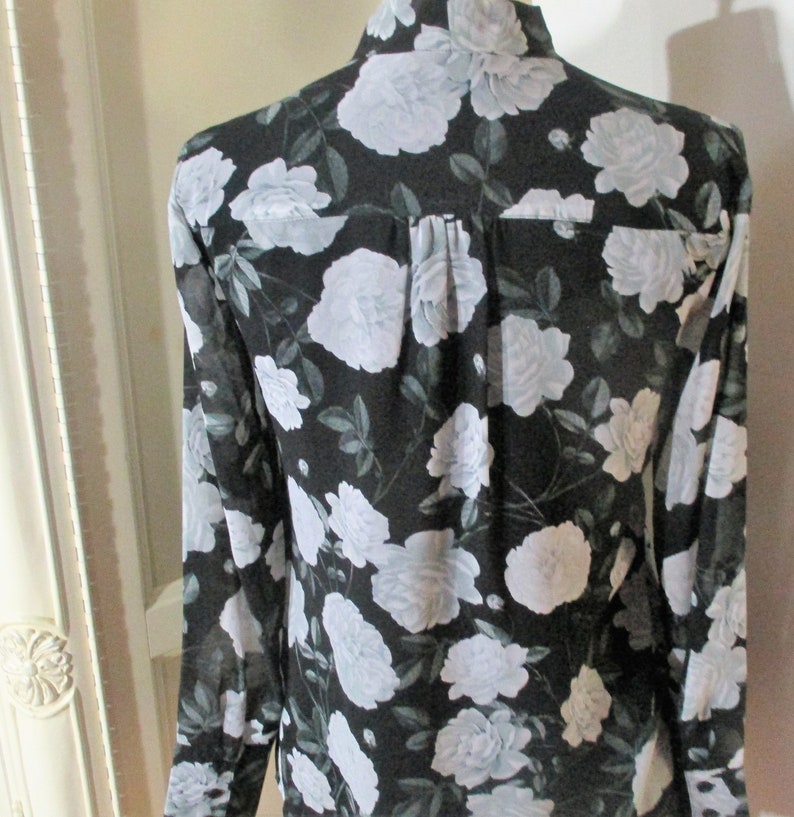 Vintage Black Karl Lagerfeld Ladies Blouse With Floral Print - Etsy Canada