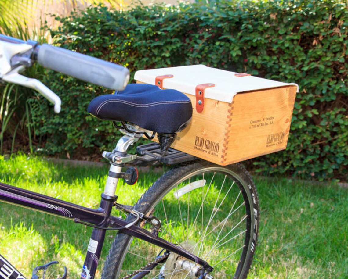 Wine Crate Bike Basket rear Etsy Canada