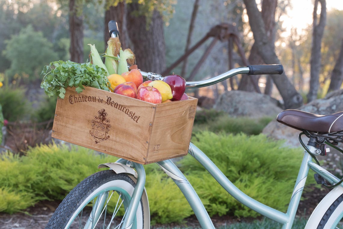 Wine Crate Bike Basket Etsy