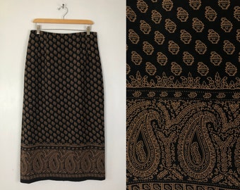90s Paisley Skirt Chiffon Maxi Skirt Size Large