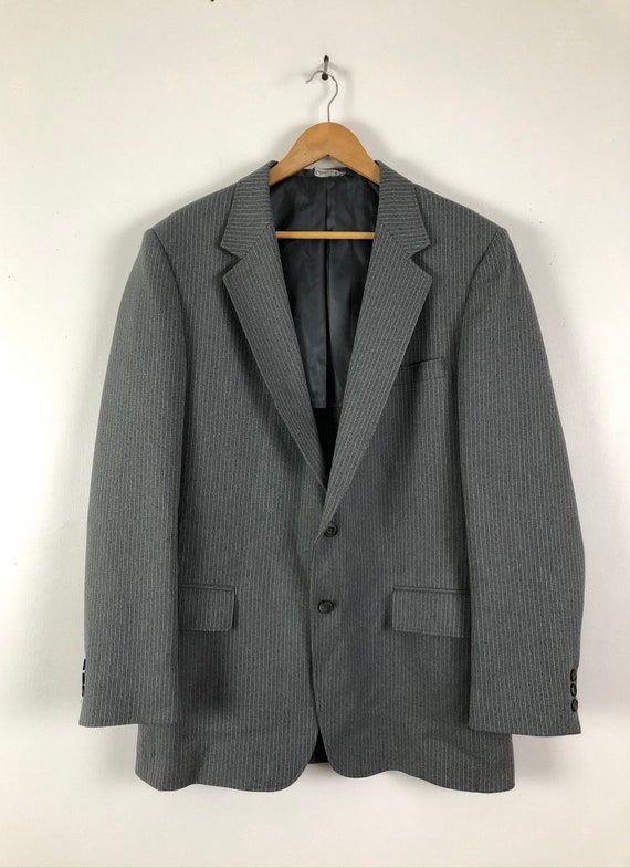 Vintage Mens Travel Suit | 70s Gray Pinstriped Wa… - image 2