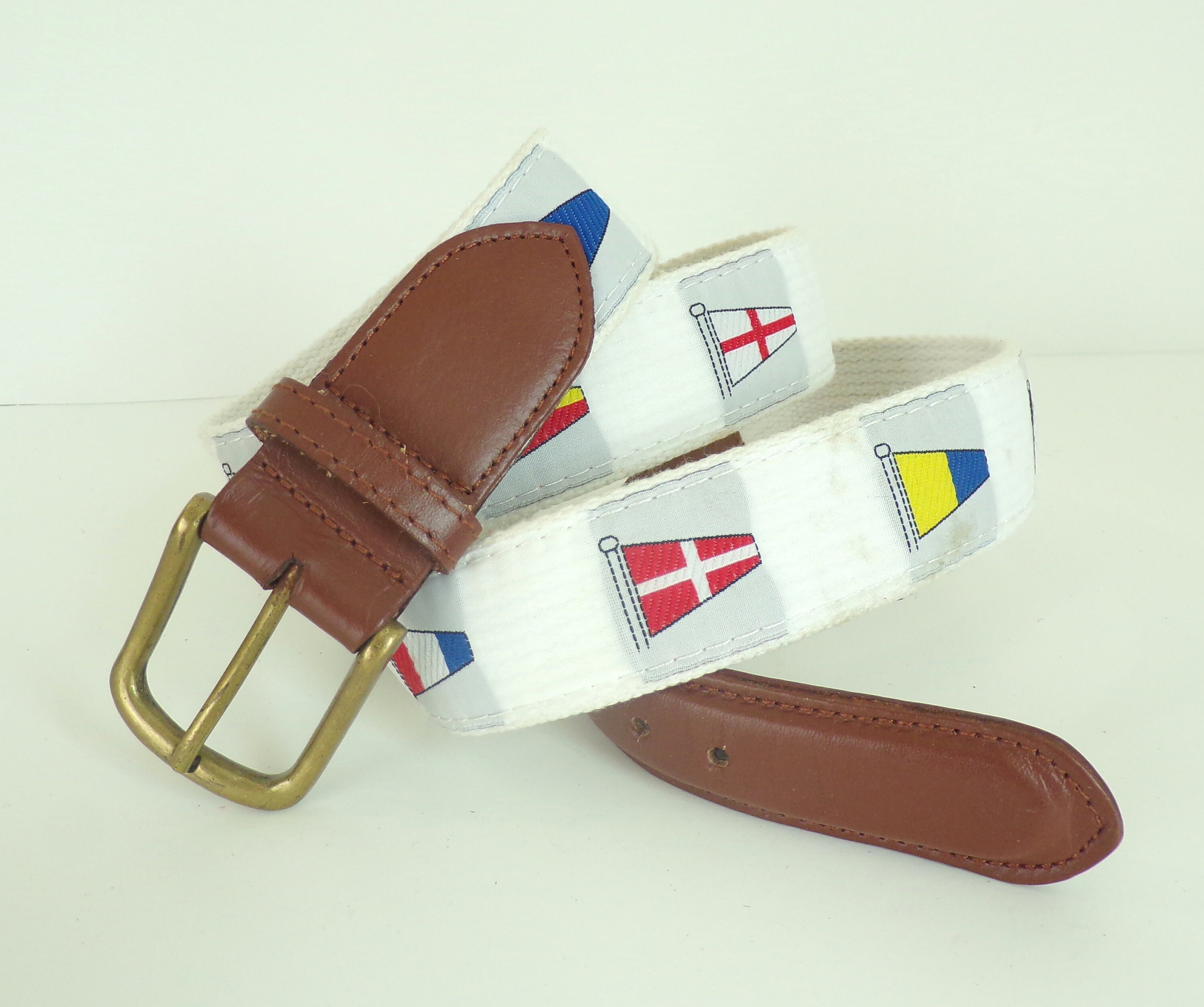 Vintage Mens Nautical Flag Belt 80s White Canvas Belt with Etsy 日本