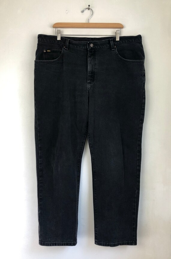 Vintage Mens Distressed Jeans | 90s Lee Faded Bla… - image 2