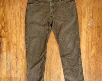 Vintage Mens Olive Green Jeans Size 38x31 1990s Lee Denim | 38 Waist x 31 Inseam