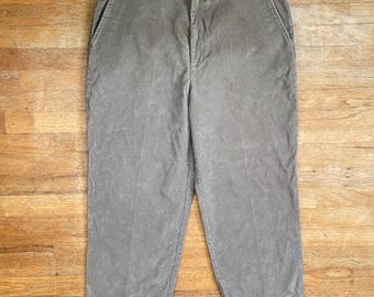 Vintage Herren Cropped Cord Hose Größe 38x25 1970er Jahre Khaki/Beige Waled Baumwollhose 38 Taille Schrittlänge 25