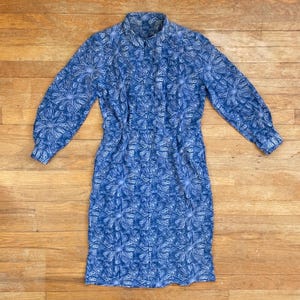 Vintage Geometric Silk Dress Size Small 60s Handmade Shirtdress with Pockets