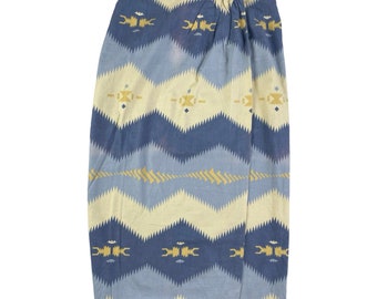 Vintage Western Wrap Skirt Womens Size L/XL | 32" Waist | 1990s Southwest Ikat Maxi Flannel Cotton