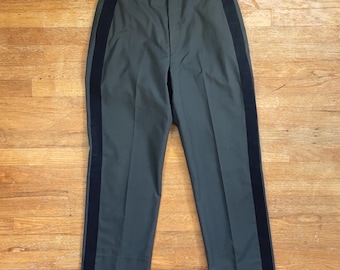 Vintage Mens Wool Pinstripe Pants Size 32x26 1970s Cropped Steel
