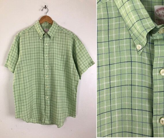 Vintage Mens Linen Shirt | 90s Brooks Brothers Gre