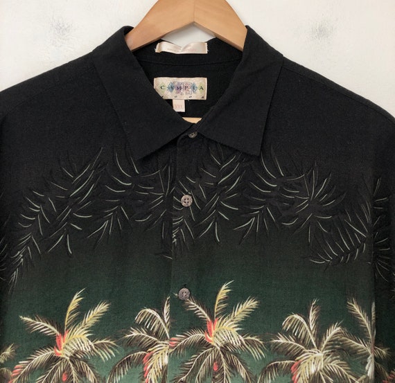 Vintage Mens Hawaiian Shirt | 90s Floral Palm Tre… - image 4