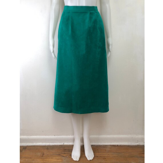 Vintage Ultrasuede Skirt | 70s Teal Faux Leather … - image 9