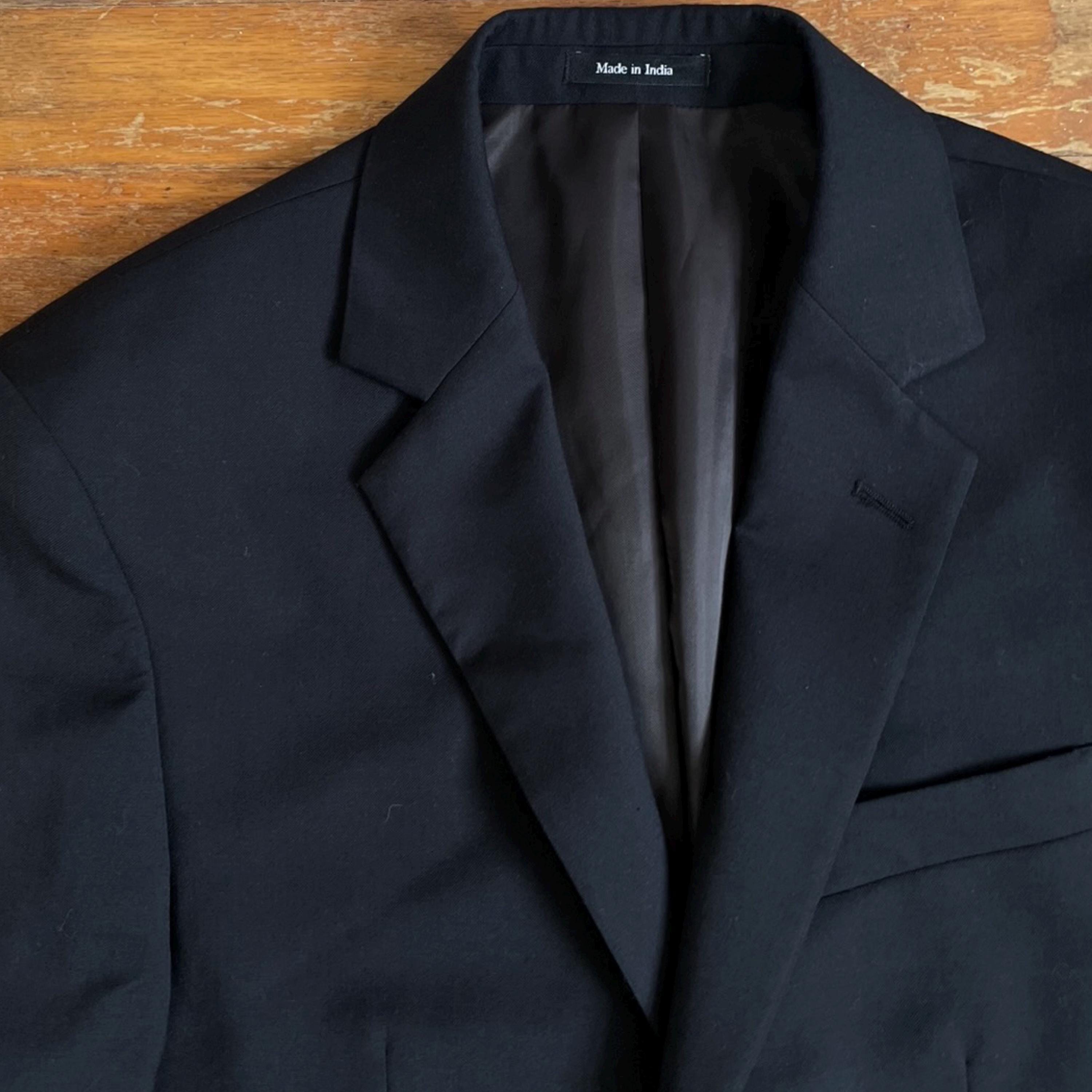 ジャケット・アウター [SullneArchives] 90s Wool Mode Blouson Vintage Mens Black Wool Blazer Size 36R 1990s Twill Sport