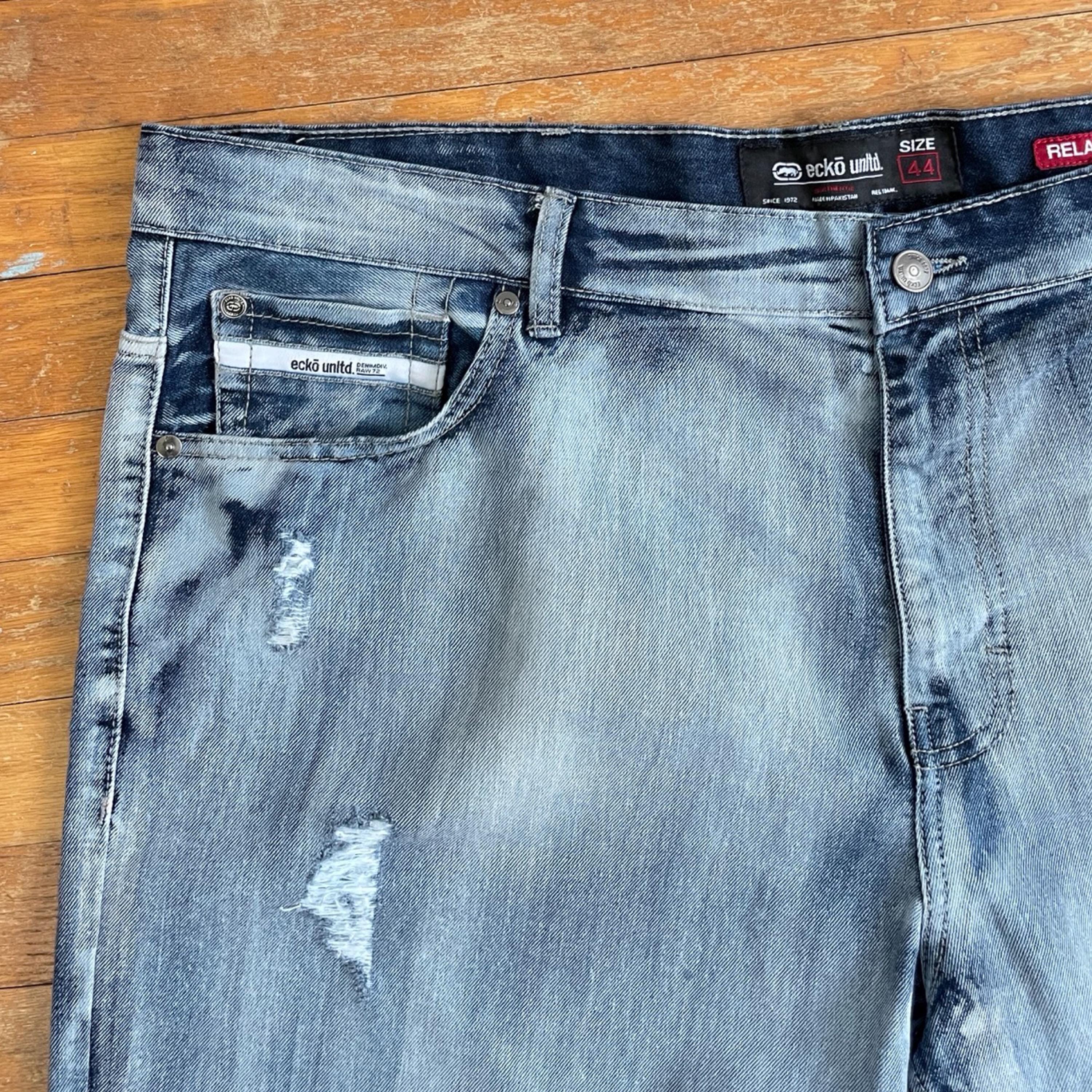 Vintage Mens Ecko Denim Shorts Size 44 Waist Y2K Distressed Jean