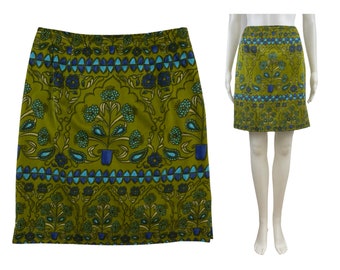 Vintage Floral Mini Skirt | 90s Silk/Cotton Skirt | Womens Size XS | 25" Waist