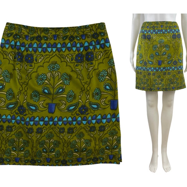 Vintage Floral Mini Skirt | 90s Silk/Cotton Skirt | Womens Size XS | 25" Waist