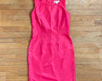 Vestido vintage de seda sintética / Vestido rosa sin mangas de los años 90 / Talla pequeña para mujer