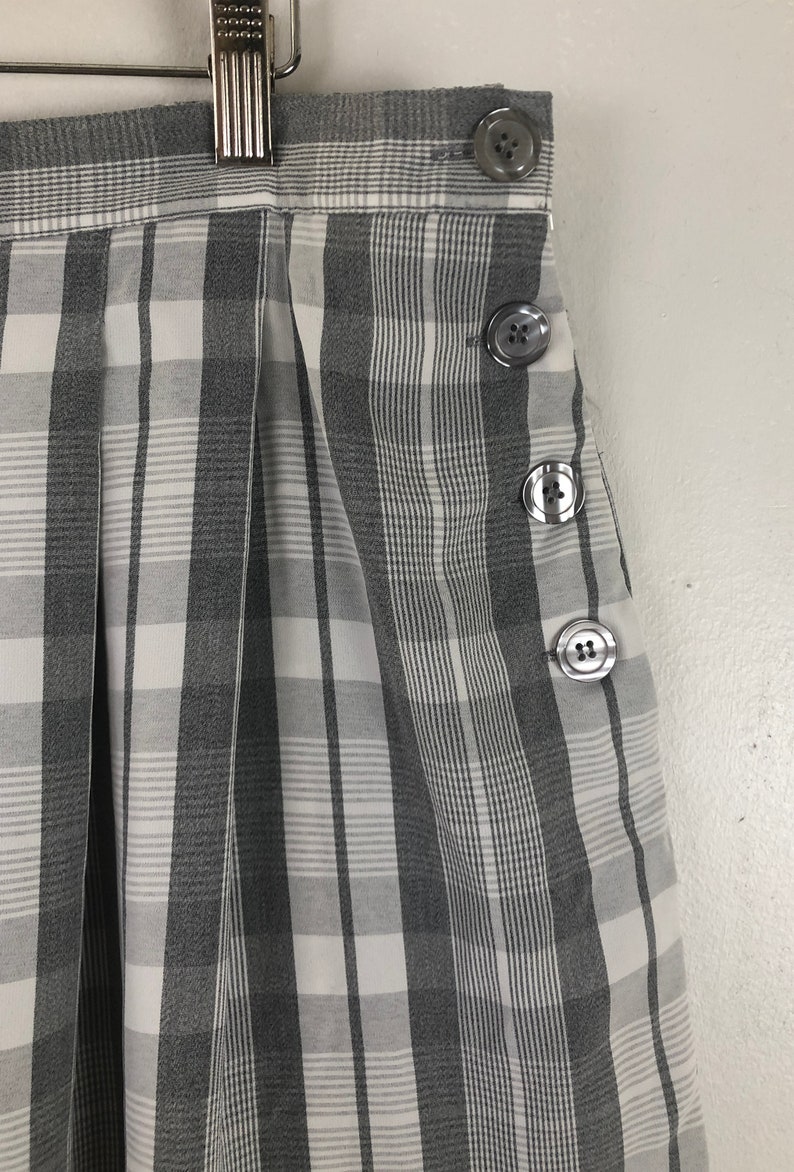 90s Gray Plaid Wide Leg Shorts 36-38 Waist Vintage High Waist Plaid Short Womens Plus Size 1X