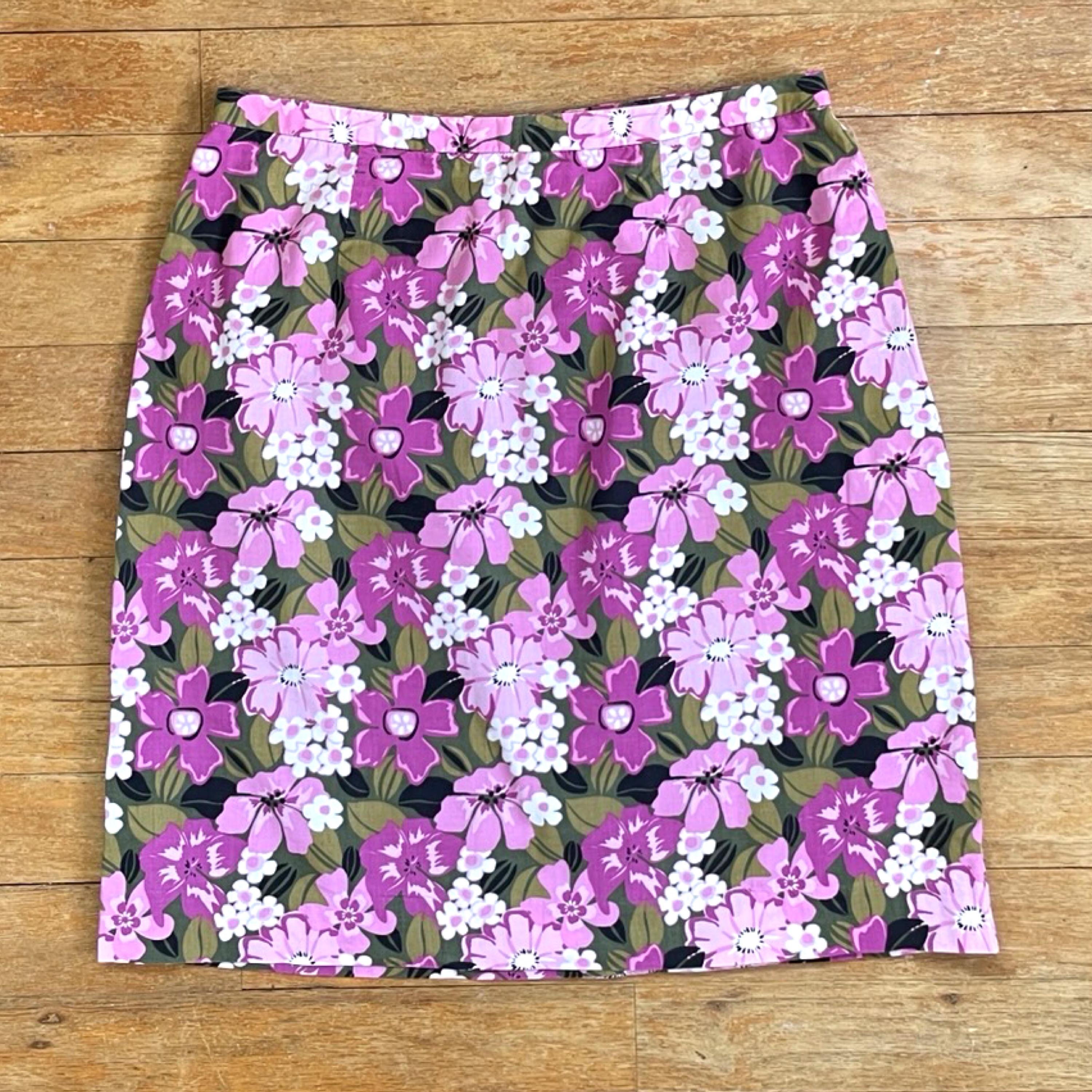 Vintage Floral Cotton Skirt Size XS 26