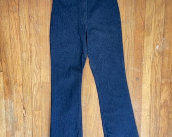 Vaqueros vintage de cintura alta con purpurina para mujer, talla pequeña (6), cintura de 26", pernera acampanada, elásticos, años 90