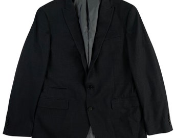 Vintage Mens Charcoal Gray Blazer | 1990s Classic Sport Coat Suit Jacket