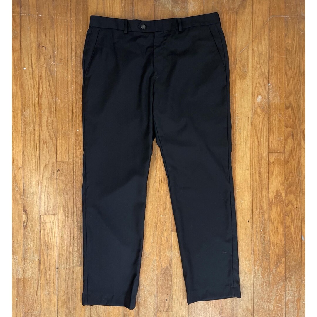 Vintage Mens Ralph Lauren Pants Size 34x29 1990s Black Wool