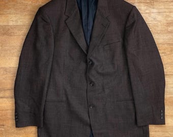 Vintage Herren Pierre Cardin Blazer Größe 42L Wolle Schwarz / Braun Sport Mantel Jacke