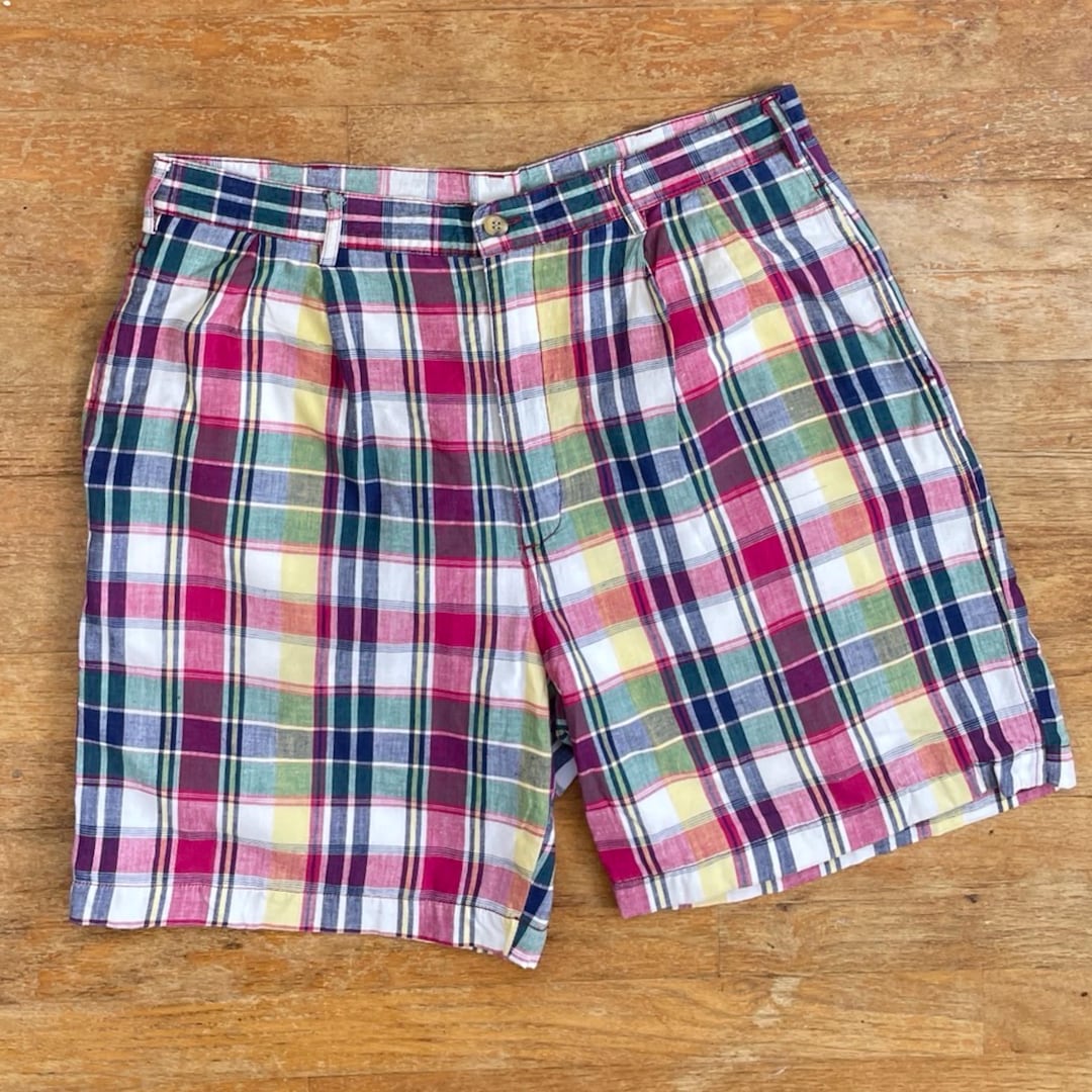 Vintage Mens Plaid Shorts Size 32 Waist 1990s Colorful Cotton - Etsy