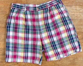 Vintage Herren Karierte Shorts Größe 32 Taille 1990s Bunte Baumwolle