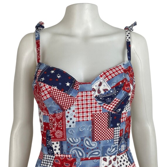 Vintage Bandana Mixed Print Dress 90s Cotton Handma… Gem